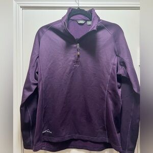 Eddie Bauer Large Purple Women’s Fleece Lined Pullover 1/4 zip Jacket